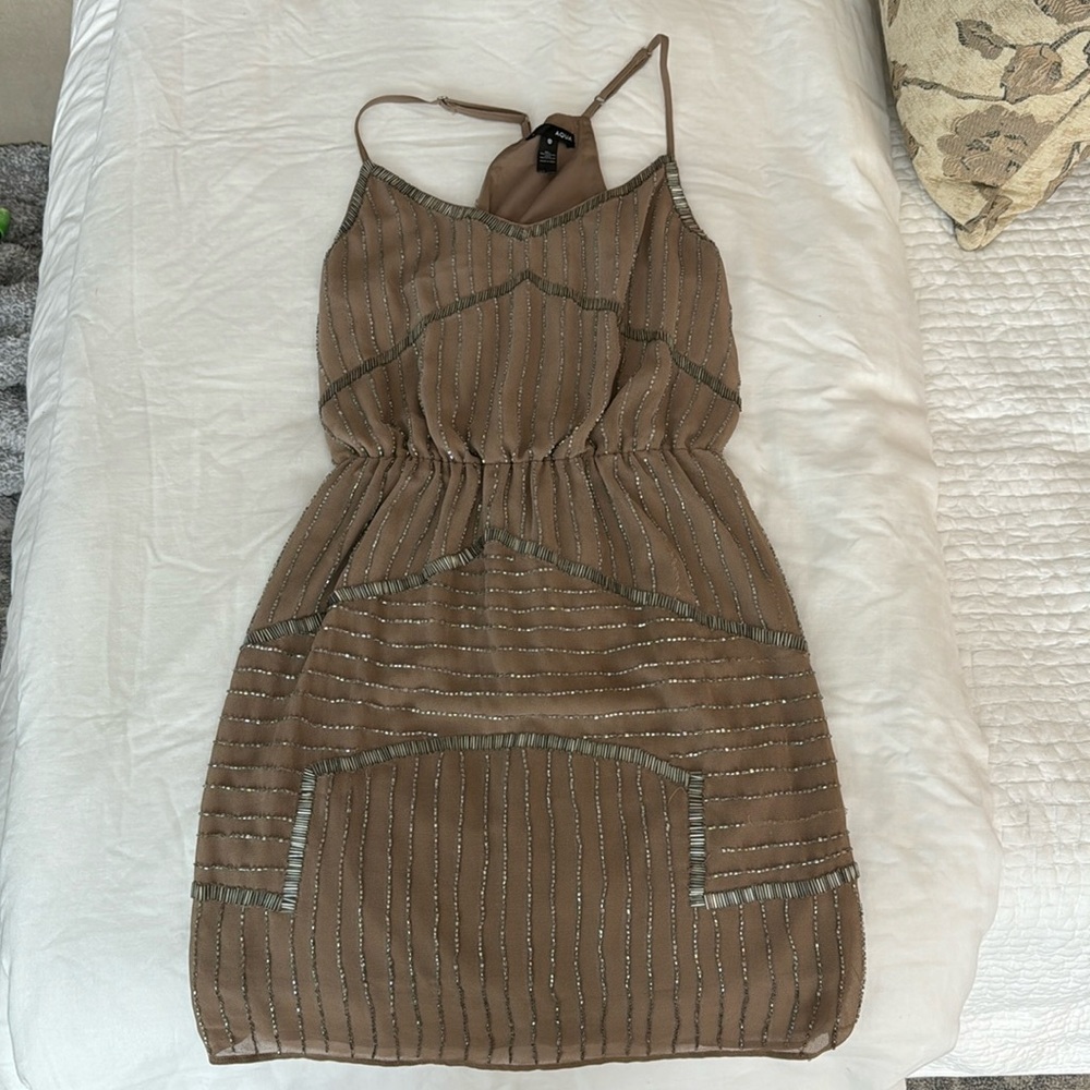 Aqua Nude beaded dress